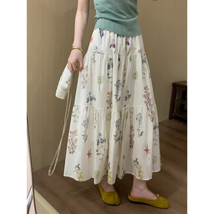 高腰显瘦气质感 新款 休闲时尚 减龄中长伞裙女碎花半身裙女2025冬季