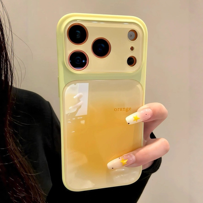 适用于苹果17promax手机壳iPhone16pro大视窗高级感15新款14pro可爱13秒变17air渐变橙16plus滴胶全包保护套