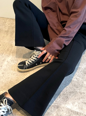 秋冬新洋气厚款棉四面弹!可以封神的黑色经典喇叭裤微弹休闲长裤