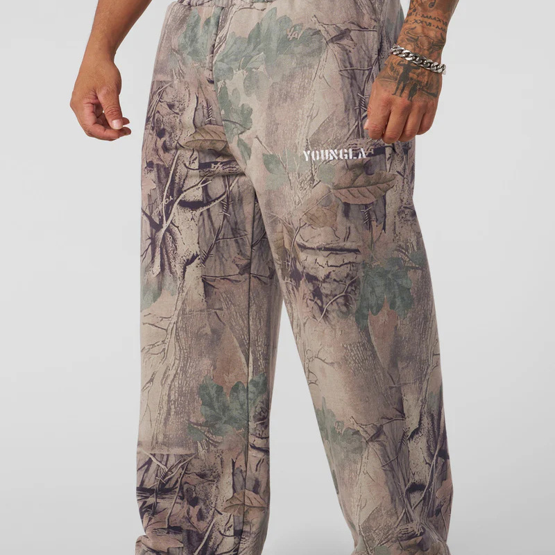 宽松健身长裤印花美式潮牌运动