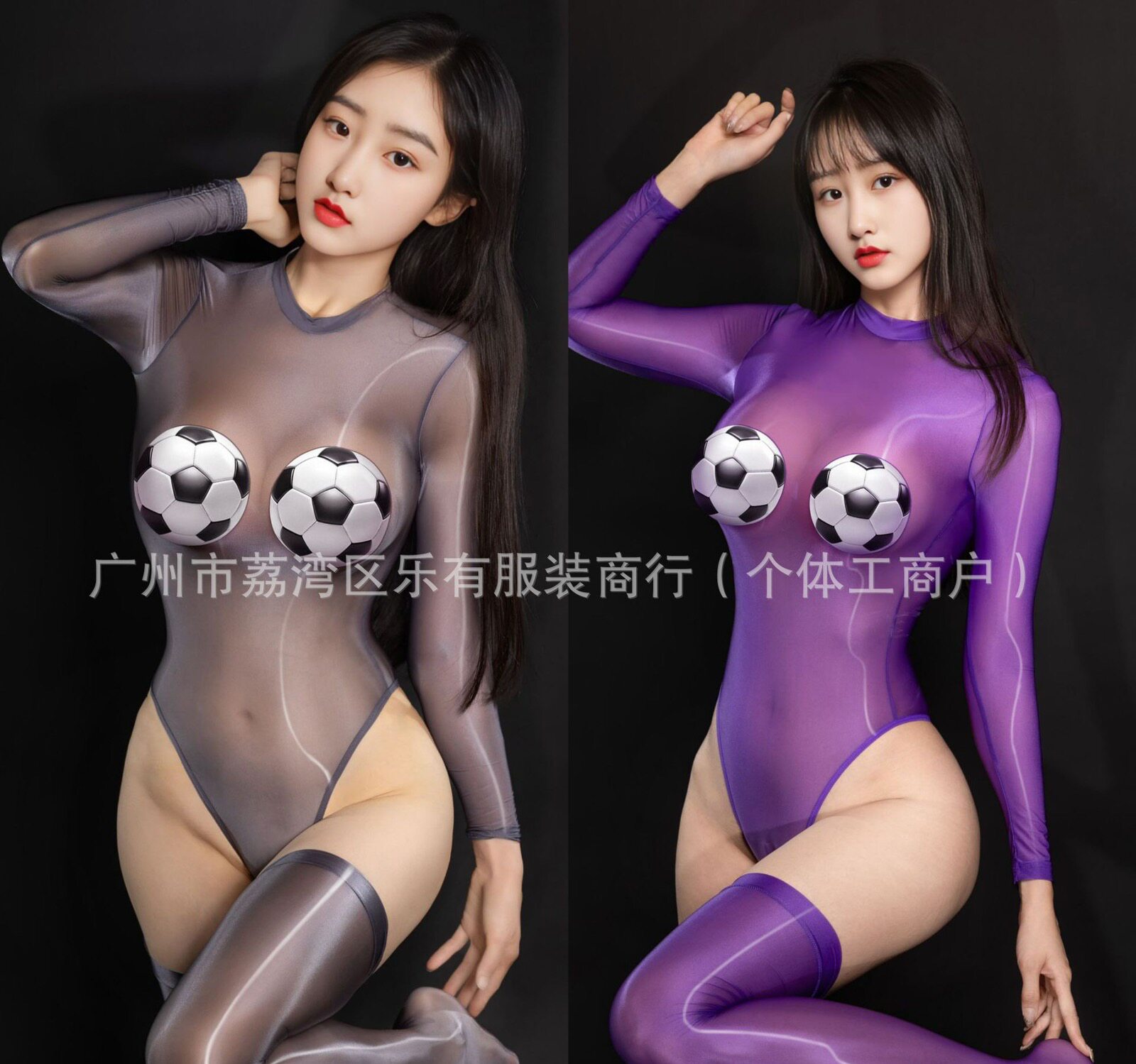趣味足球宝贝性感超薄透视连体紧身内衣高弹光滑连体衣