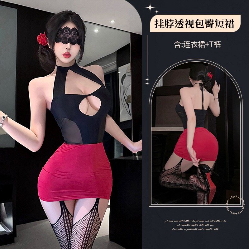 内衣女性感秘书连体制服套装镂空透视包臀裙睡裙