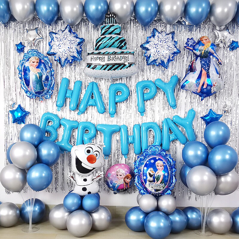 冰雪女王孩创意生日派对铝膜气球客厅背景公主雪人酒店主题装饰