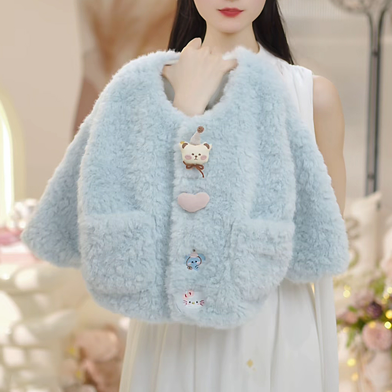 女童冬季加厚保暖毛毛衣外套