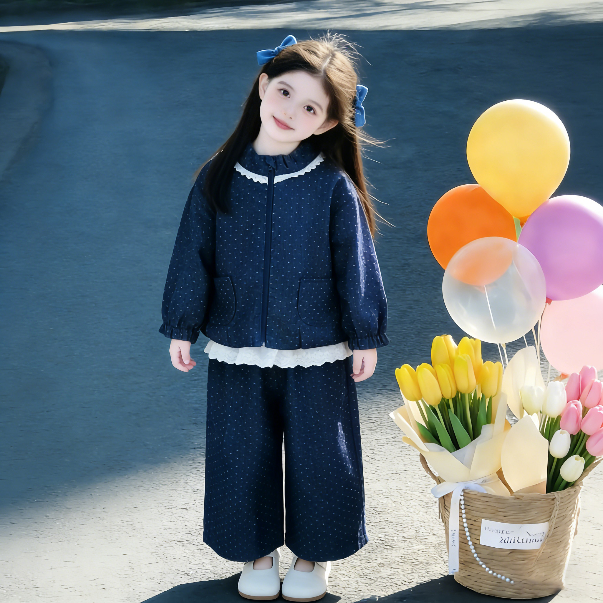 女童韩版学院风波点两件套2026春季新款小女孩甜美洋气休闲两件套,童装/婴儿装/亲子装,套装,淘宝优惠券,粉丝福利购,淘宝优惠卷