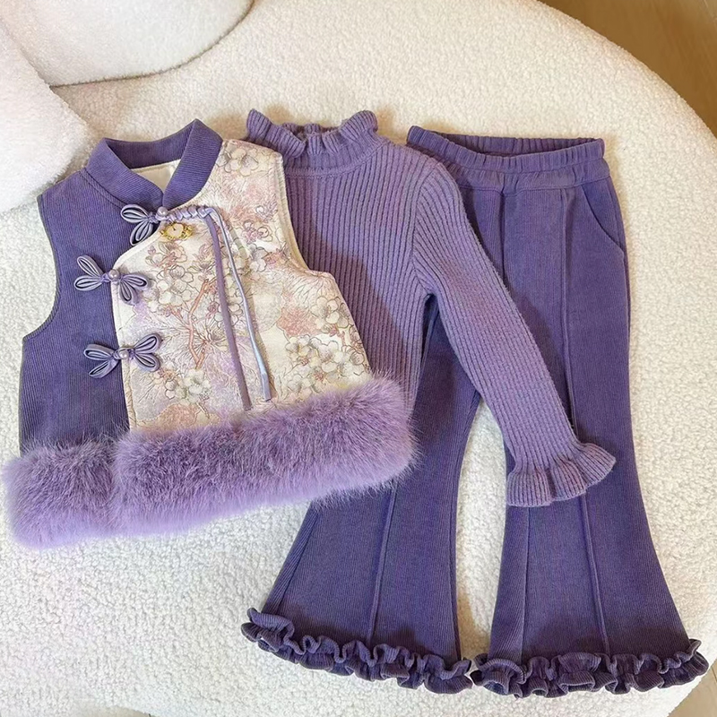 女童冬季加厚保暖国风套装