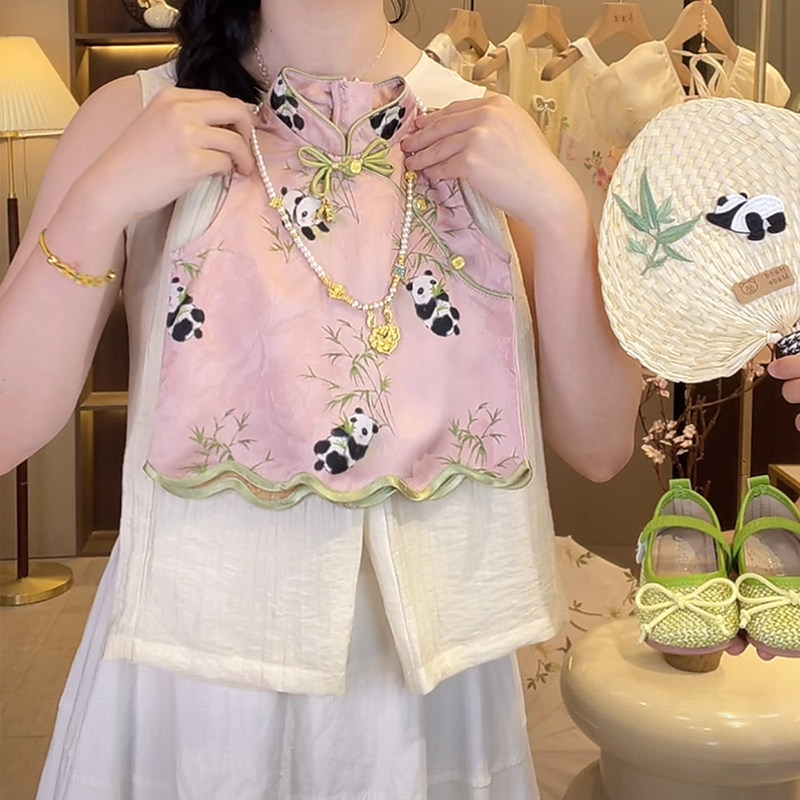 女童国风套装2025夏季新款中小儿童新中式洋气旗袍背心裤子两件套,童装/婴儿装/亲子装,套装,淘宝优惠券,粉丝福利购,淘宝优惠卷