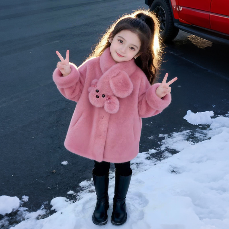 冬季儿童仿皮草外套2025新款