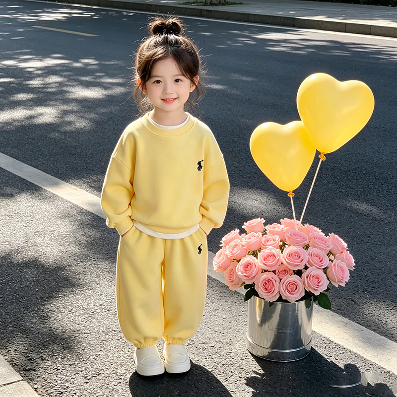 女童可爱运动套装2026秋季新款小女孩韩版洋气休闲卫衣长裤两件套