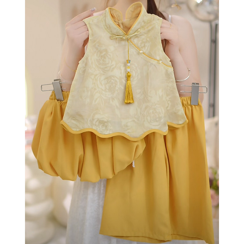 女童中国风套装女孩提花汉服两件套2025中小儿童新款国风盘扣套装,童装/婴儿装/亲子装,套装,淘宝优惠券,粉丝福利购,淘宝优惠卷