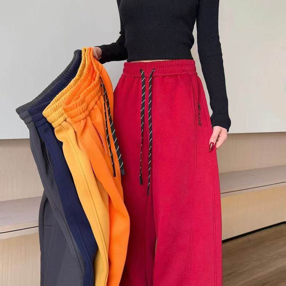2026春季爆款女士休闲弯刀裤冬季加绒加厚抽绳阔腿裤今年流行时尚,女装/女士精品,休闲裤,淘宝优惠券,粉丝福利购,淘宝优惠卷