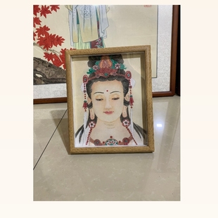 观音挂画相框摆台桌面摆件十寸定制实木框架高级感环保