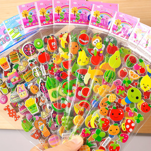 卡通创意水果表情泡棉贴儿童立体日记相册装饰贴纸认知早教小贴画