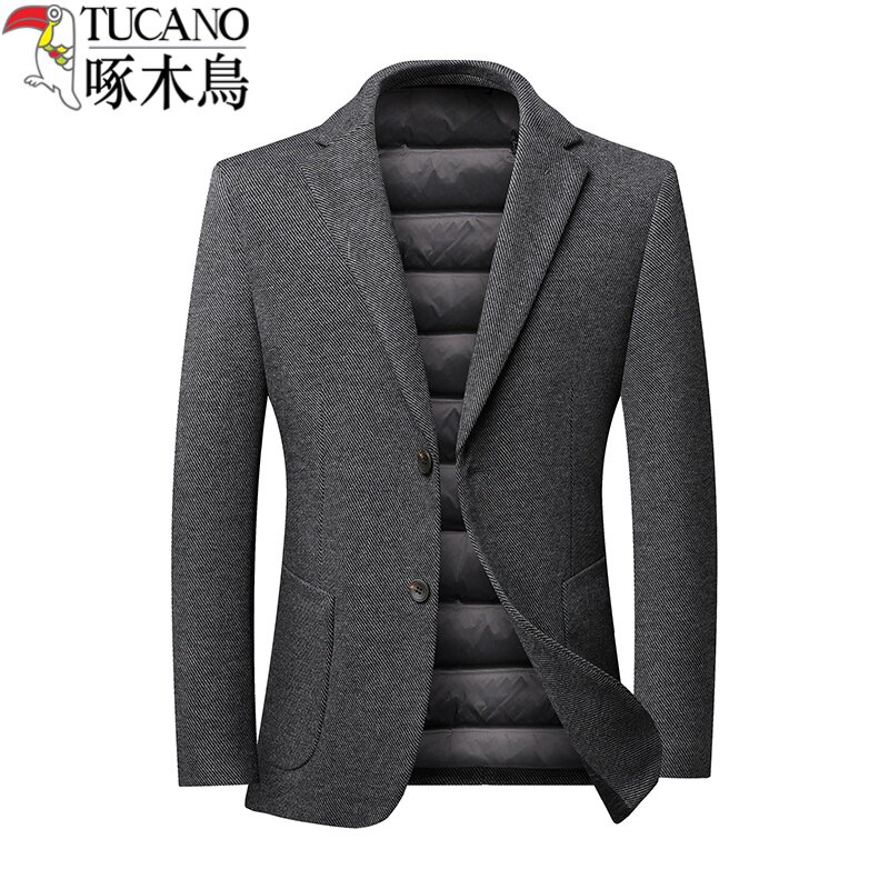 啄木鸟男轻薄西装领羽绒服西服