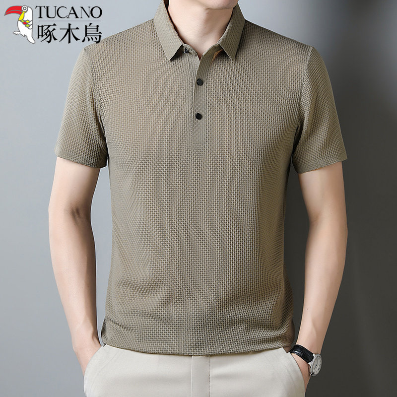 啄木鸟短袖polo衫男士t恤2025新款夏季冰丝抗皱汗衫商务休闲T恤潮