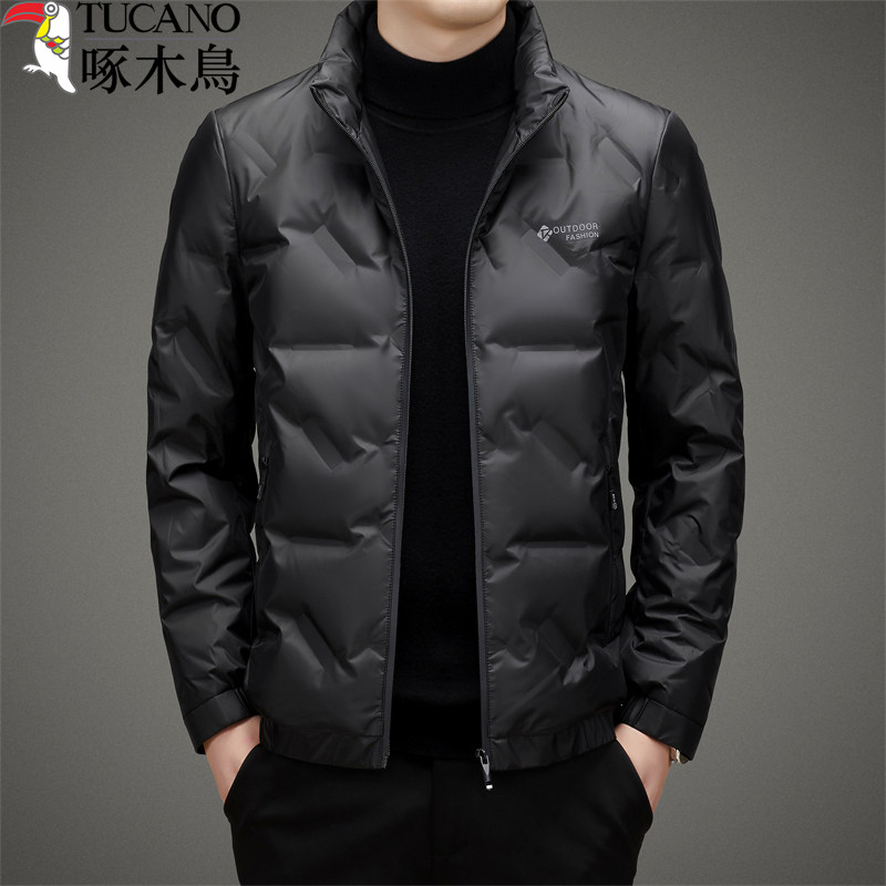啄木鸟立领休闲短款轻薄羽绒服