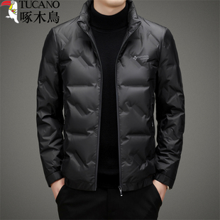 啄木鸟轻薄羽绒服男青年休闲短款冬季新款男士保暖立领时尚男外套