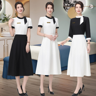 美容院养生馆工作服美容师女高端品牌韩式高级感专业店职业套装裙