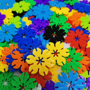 幼儿园中性儿童早教益智积木大号树叶形状雪花片加厚4.4cm玩教具