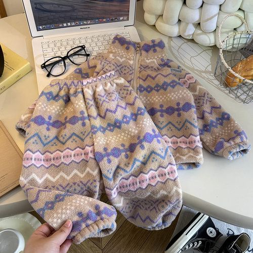 儿童家居服两件套珊瑚绒保暖套装