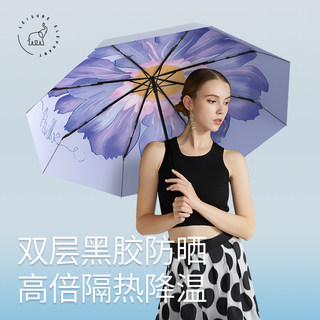 闲象黑胶遮阳伞双层防晒加大伞面防紫外线UPF50+晴雨两用女太阳伞