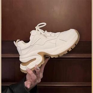 【大叔家】真皮厚底老爹鞋女百搭透气小个子轻便休闲运动鞋女