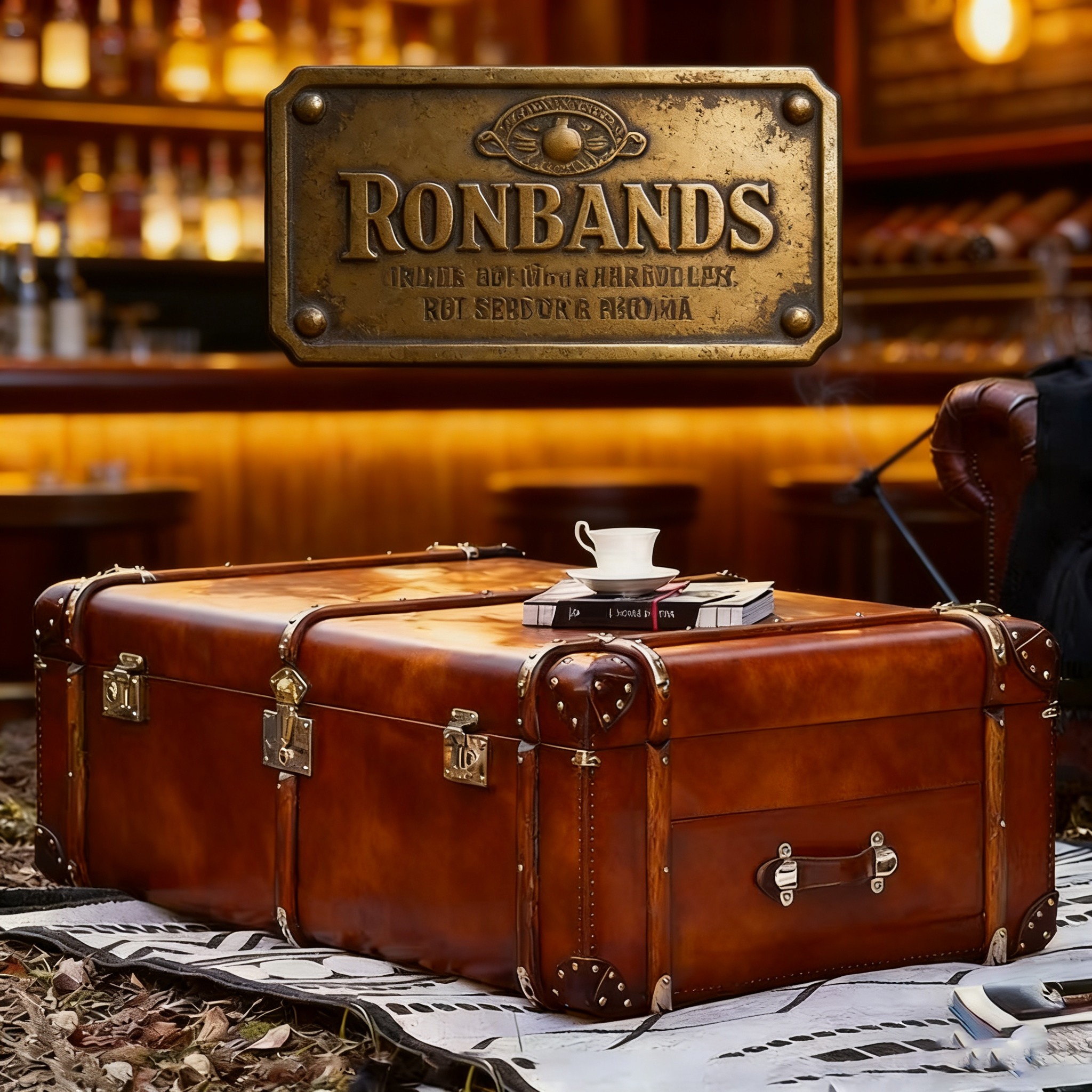 美式复古皮革茶几中古风实木皮箱储物箱做旧怀旧高端方形收纳茶几