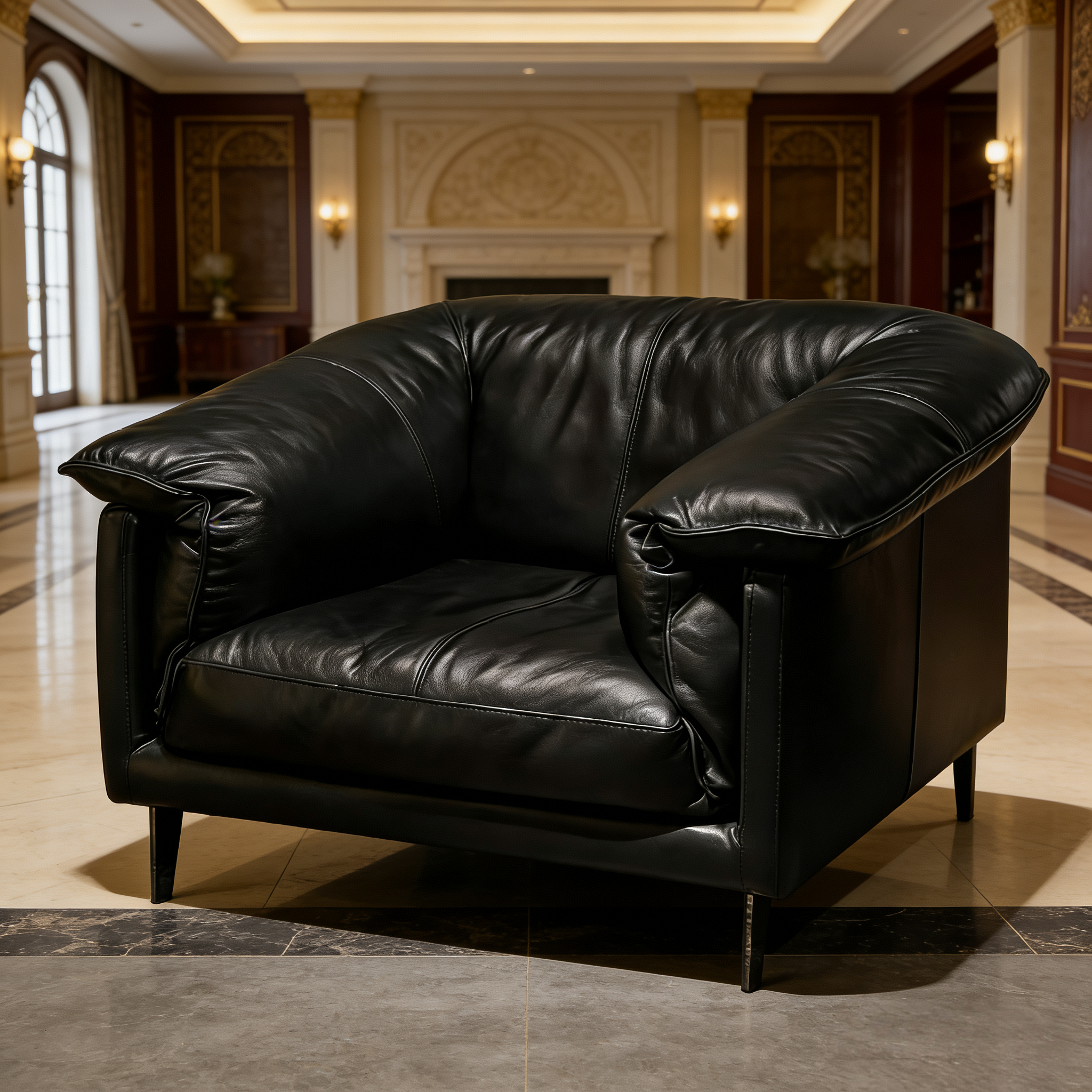 法式复古油蜡皮单人沙发椅