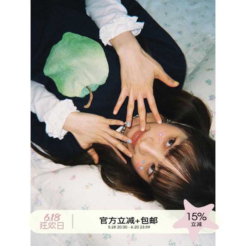 你好卡农 原创数码直喷苹果印花短袖t恤女夏季新款设计感简约上衣