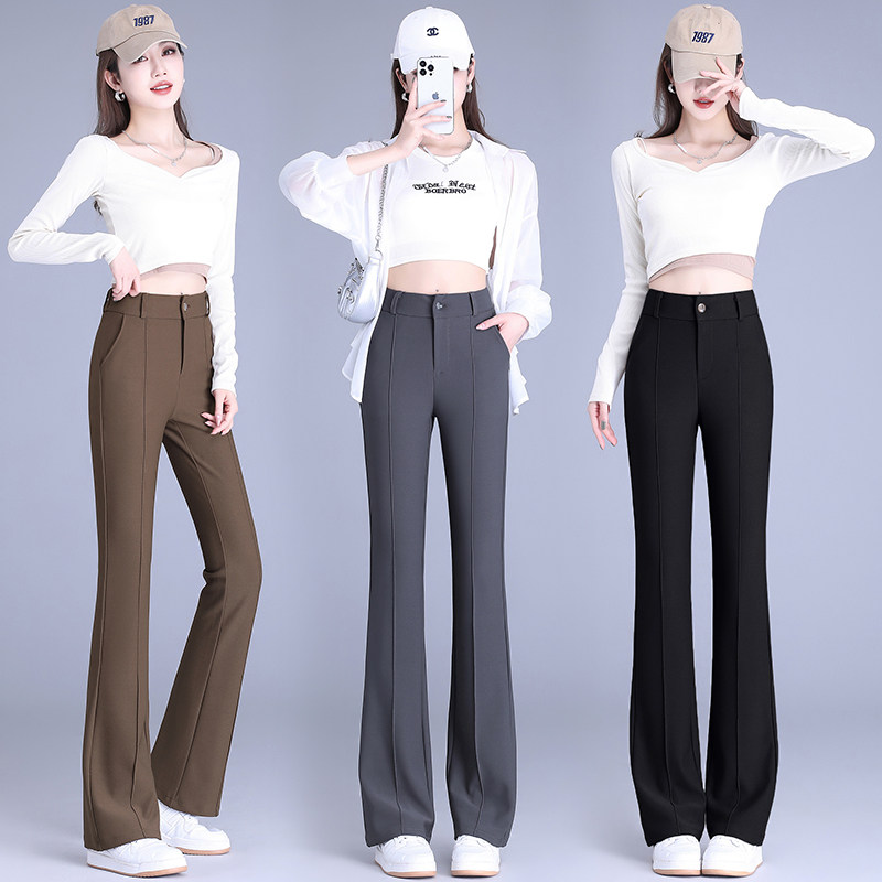 微喇裤女2026春秋高腰超修身阔腿裤显瘦气质休闲裤时尚百搭西装裤