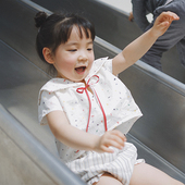 &小飞边面包裤 小野商店 进口面料小众童装 宝宝方领衬衫 夏季