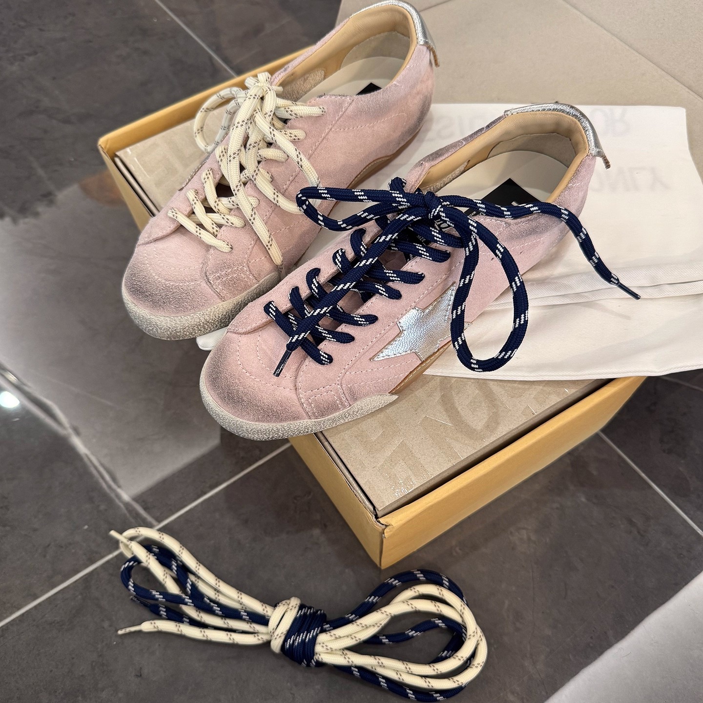 新款拼色五角星星做旧脏脏鞋