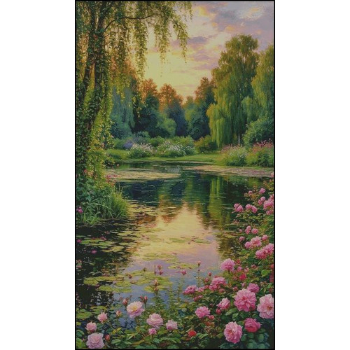 【ZZ8083-夕阳下的溪流风景】十字绣2026新款客厅餐厅简单简约竖