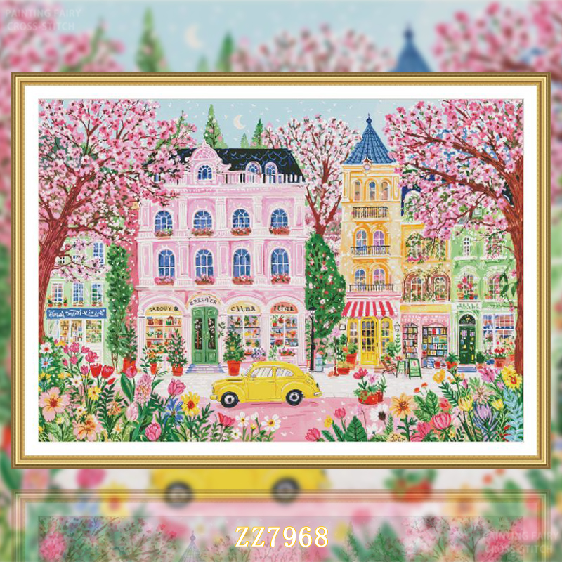 【ZZ7968-布拉格之春】十字绣2025新款线绣客厅卧室竖版玄关风景