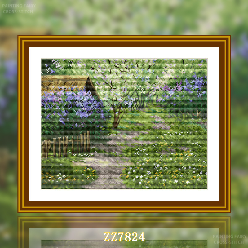 【ZZ7824-盛放的花园】十字绣2025新款客厅餐厅简约画风景油