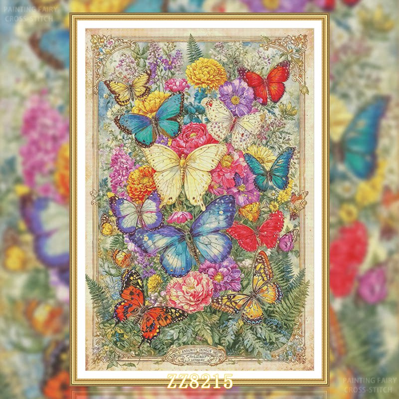 【ZZ8215-蝶舞纷飞】十字绣2026新款客厅卧室竖版动物系列玄关画