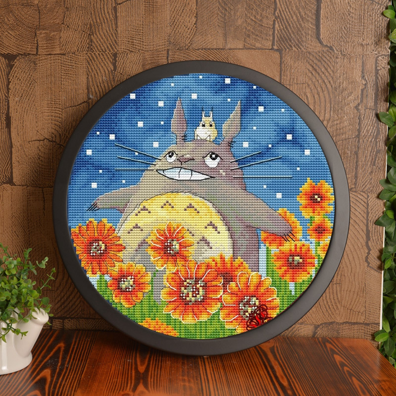 龙猫向日葵十字绣2024新款卡通动漫卧室可爱清新小幅小件手工刺绣