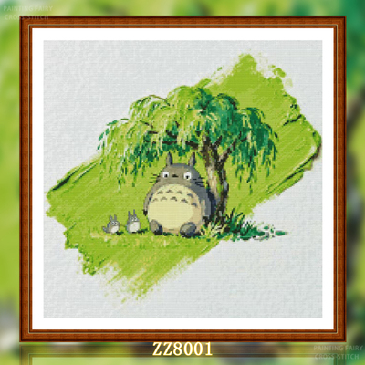 【ZZ8001-一抹龙猫】十字绣2025年新款线绣客厅卧室风景系列油画