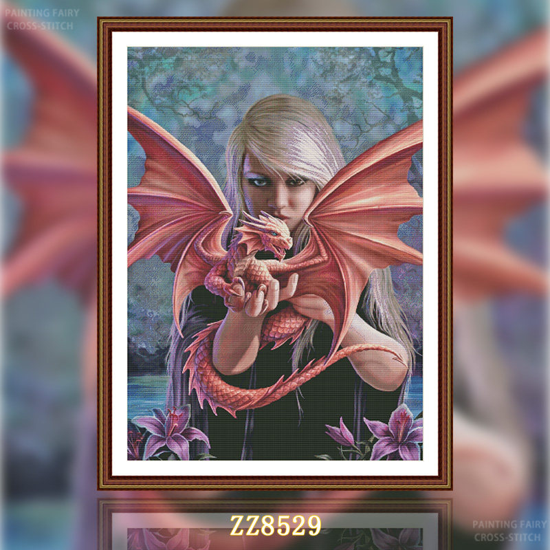 【ZZ8529-龙之子】十字绣2026年新款竖版玄关人物系列欧式油画简