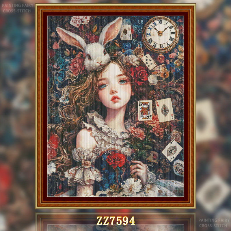 【ZZ7594-爱丽丝的午后幻境】十字绣2026年新款简约印花人物油画