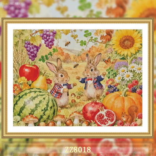 【ZZ8018-兔兔农场】十字绣2026新款手工客厅卧室动物系列油画小
