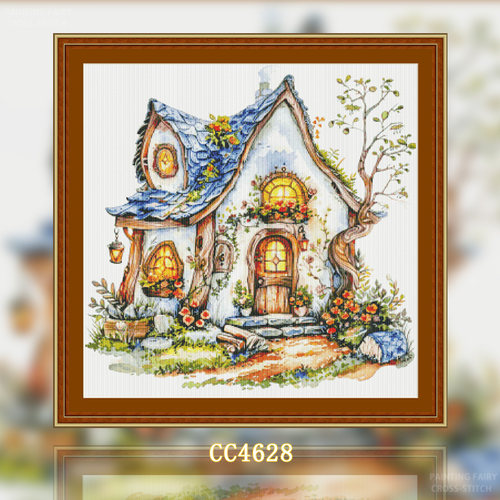 【CC4628-淡蓝树屋】十字绣2026新款客厅卧室竖版玄关风景系列小