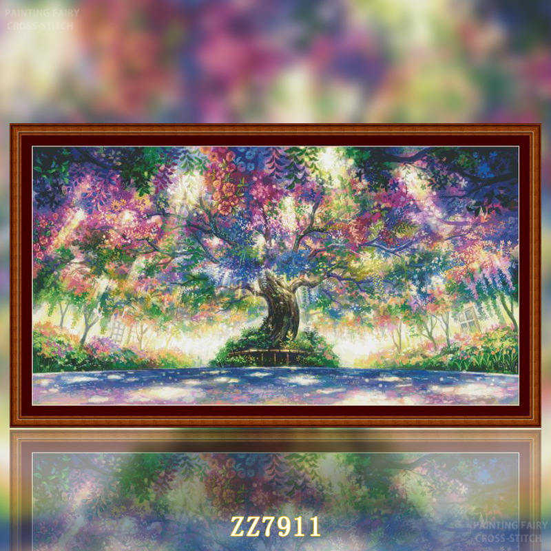 【ZZ7911-梦幻彩虹树-新版】十字绣2025新款线绣客厅卧室大幅