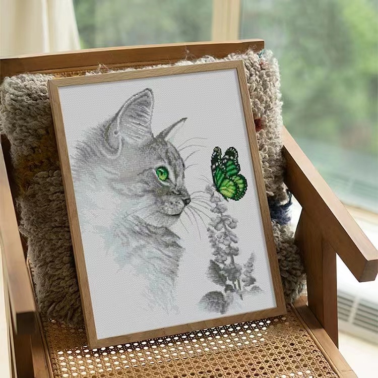【CC2044-凝视中的猫.】十字绣2025新款小件客厅餐厅简单新手款