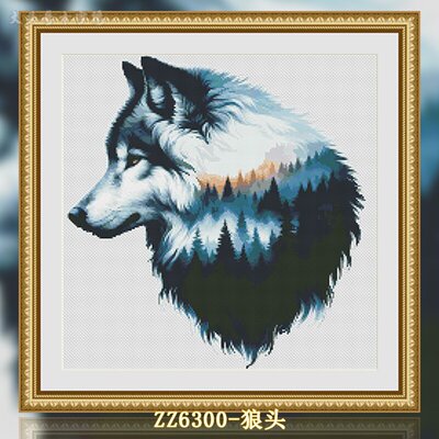 【ZZ6300-狼头】十字绣2025新款客厅餐厅简单简约竖版