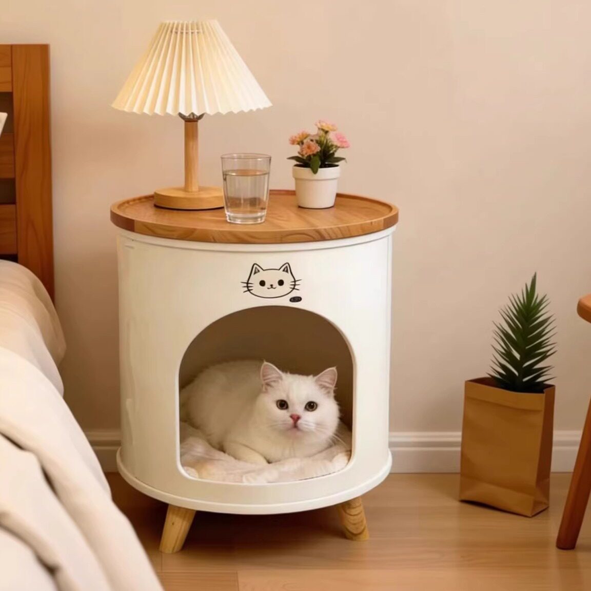 金盛达魔卡宠物茶几四季通用高颜值猫咪边几猫窝人宠共用床头柜