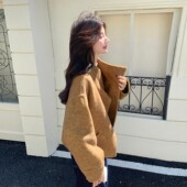 韩系温柔风卡其色加厚呢子大衣女2025秋冬小个子高端短款 毛呢外套