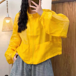 百搭休闲立领防晒外套女宽松显瘦简约拉链上衣潮G23 百支苎麻时尚