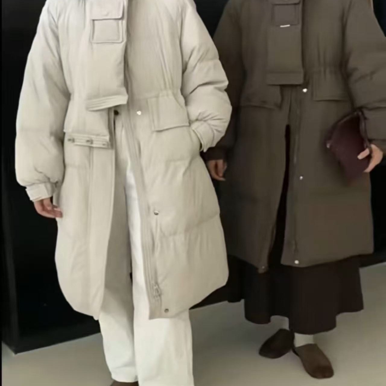 可脱卸连帽围巾宽松百搭时尚羽绒服女冬季中长款保暖外套G21