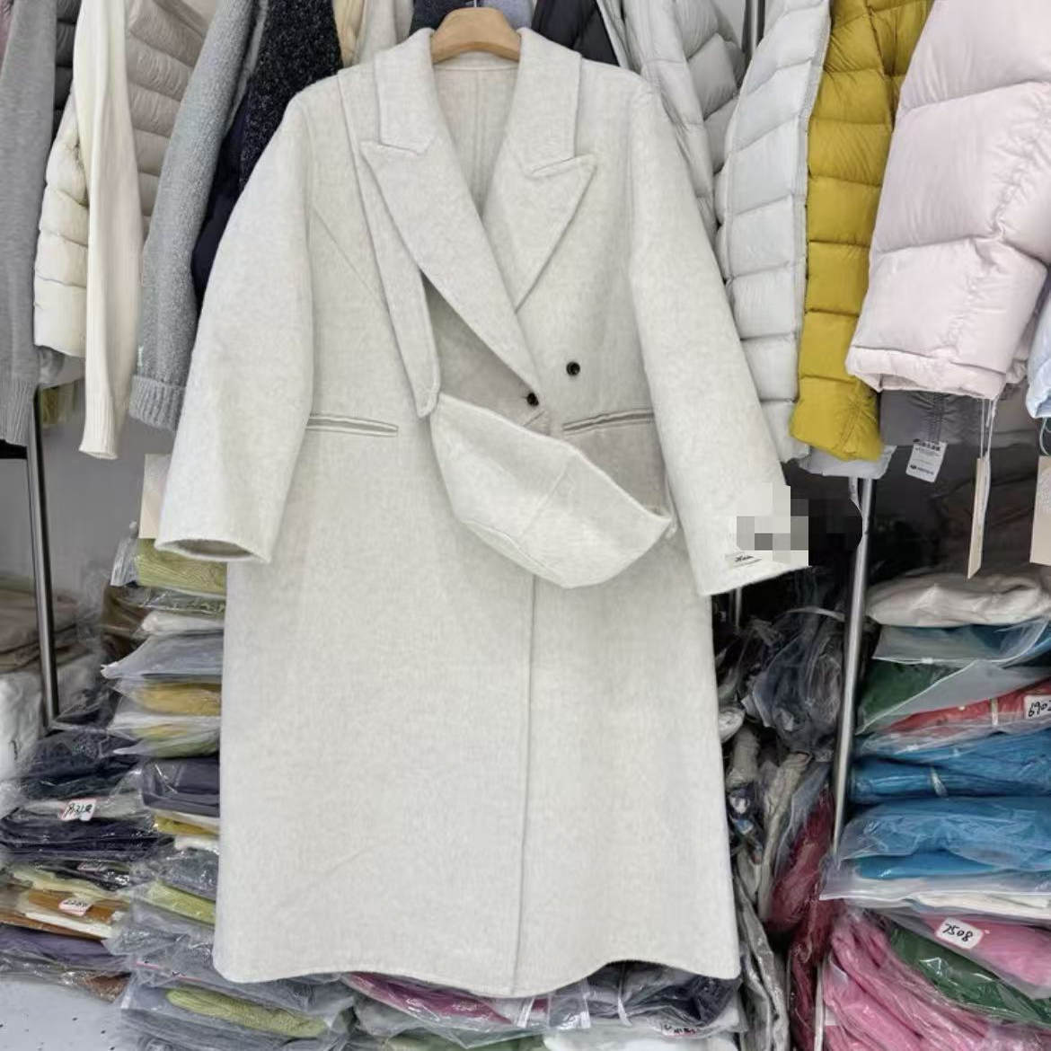 时尚洋气西装领双面羊绒大衣女长款宽松显瘦百搭毛呢外套